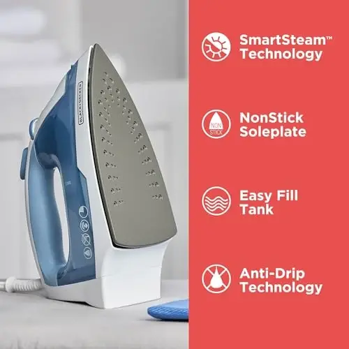 BLACK+DECKER Easy Steam Compact Iron for Clothes,Automatic Shutoff,Nonstick Plate,Light Weight,1200 Watts,(Pack of 4) - BLACK+DECKER (1)