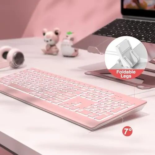 SABLUTE Large Print Backlit Keyboard, Wired USB Lighted Computer Keyboards with 7-Color & 4 Modes Backlit, Oversize Letters Keys Easy to See and Type, Quiet Keyboard Compatible for PC, Laptop -Pink - 3