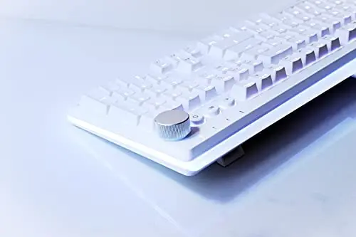 i-rocks K71M RGB Mechanical Gaming Keyboard with Media Control Knob, Blue Switches, 107 Keys w/Full NKRO, PBT Keycaps, Multimedia Hotkeys, Detachable USB-C Cable and Onboard Storage, White - 5