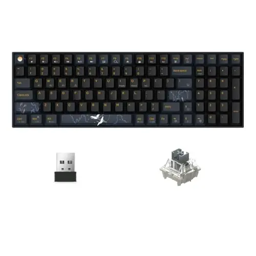 Newmen GM1000 Wireless Mechanical Gaming Keyboard,Bluetooth 2.4G/Wired Hot Swappable Custom Keyboard,RGB Backlit Mechanical Keyboards with Num Pad for Mac/Win (Blueblack Keycaps-G Silver Switch) 