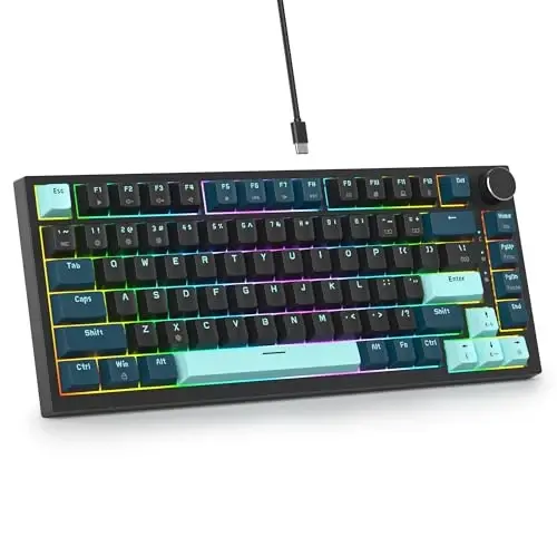 SbocKeeb 75 Percent Keyboard Gasket-Mounted with Sound Absorbing Pads, 82-Key Compact Wired RGB Mechanical Gaming Keyboard Hot-Swap Socket for Win, Monster-B - SBOCKEEB