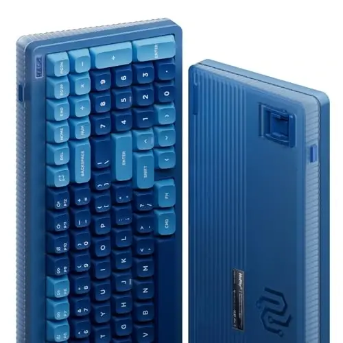 nuphy Halo96 V2 Wireless Mechanical Keyboard, 96% Hot Swappable, 99 Keys RGB Backlit, Bluetooth/USB-C/2.4GHz, Silent Red Switches, Blue, QMK/VIA Support - 2