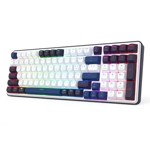 Redragon K744 PRO 99 Keys Wireless Gasket RGB Gaming Keyboard, 3-Mode Mechanical Keyboard w/Hot-Swap Socket, Round PBT Keycaps & 5-Layer Noise Dampening, Custom Linear Switch - 1
