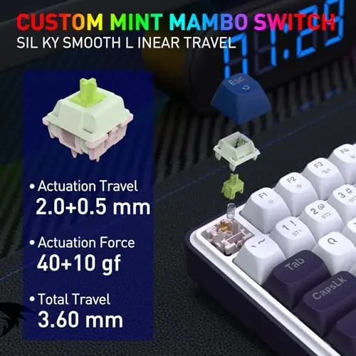 Redragon K744 PRO 99 Keys Wireless Gasket RGB Gaming Keyboard, 3-Mode Mechanical Keyboard w/Hot-Swap Socket, Round PBT Keycaps & 5-Layer Noise Dampening, Custom Linear Switch - 4