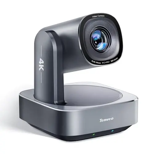 Tenveo 4K PTZ Camera, AI Humanoid & Face Auto-Tracking, 20X Optical + 8X Digital Zoom, USB3.0/HDMI/LAN PoE IP Live Streaming for Church Worship Broadcast Events Video Conference YouTube OBS 
