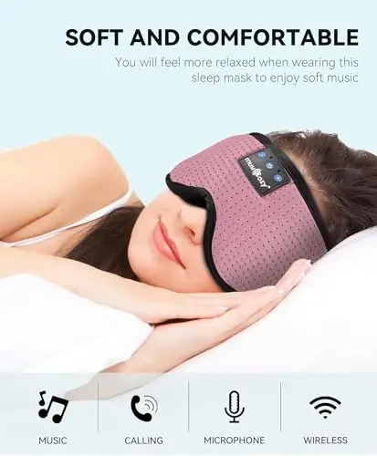 MUSICOZY Sleep Headphones, Bluetooth 5.4 Sleep Mask Headband Headphones Sleeping Eye Mask, Wireless Music Earbuds Earphones with HD Stereo Speakers for Side Sleepers, Cool Gadgets Unique Gift - 2