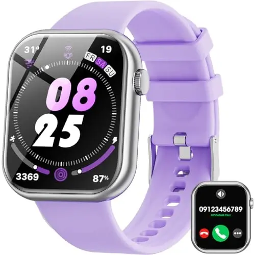 Hwagol Smart Watch (Answer/Make Call) 1.85inch Fitness Tracker, DIY Dials/Pedometer/Calories/Multiple Sport Modes/Voice Assistant, Smart Watches for Men Women Android iOS Phones 
