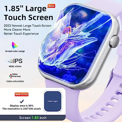 Hwagol Smart Watch (Answer/Make Call) 1.85inch Fitness Tracker, DIY Dials/Pedometer/Calories/Multiple Sport Modes/Voice Assistant, Smart Watches for Men Women Android iOS Phones - 2