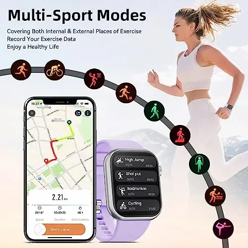 Hwagol Smart Watch (Answer/Make Call) 1.85inch Fitness Tracker, DIY Dials/Pedometer/Calories/Multiple Sport Modes/Voice Assistant, Smart Watches for Men Women Android iOS Phones - 5