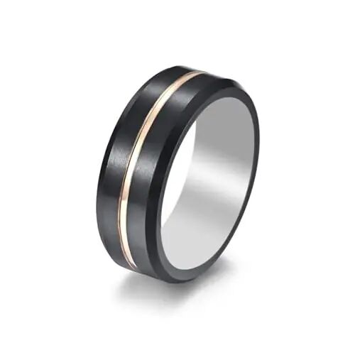 hecere Waterproof Tungsten Steel NFC Forum Type 2 215 496 Bytes Chip Universal for Mobile Phone All-Round Sensing Technology Wearable Smart Ring（Black Gold Tungsten NFC ring-21mm） - HECERE