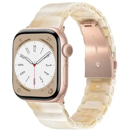 V.R.HOPE Apple Watch Band for Series 11/10/9/8/7/Ultra3 46mm 45mm 44mm 42mm 49mm Fashion Lightweight Resin Dressy Strap for Women Bracelet Compatible with iWatch Series 6/5/4/3/2/1/SE (Beige) 