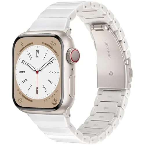 V.R.HOPE Apple Watch Band for Series 11/10/9/8/7/Ultra3 46mm 45mm 44mm 42mm 49mm Fashion Lightweight Resin Dressy Strap for Women Bracelet Compatible with iWatch Series 6/5/4/3/2/1/SE (Starlight) - 1
