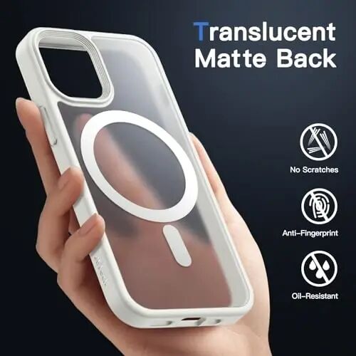 JETech Magnetic Case for iPhone 12 Mini 5.4-Inch Compatible with MagSafe, Translucent Matte Back Slim Shockproof Phone Cover (White) - 4