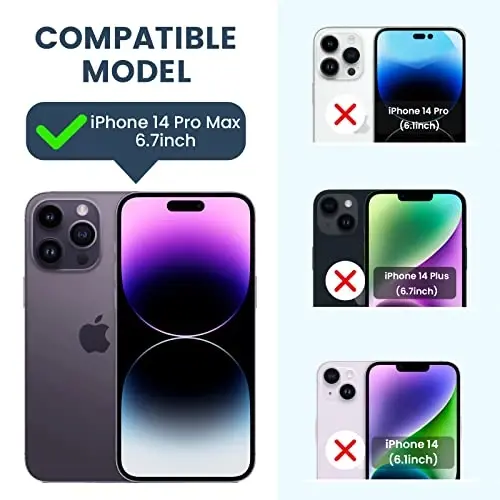 Goton Only for iPhone 14 Pro Max Case with Screen Protector - Slide Camera Cover with Ring Stand, Heavy Duty Military Grade Shockproof Rugged Accessories for iPhone 14Promax Dark Purple - GOTON (1)