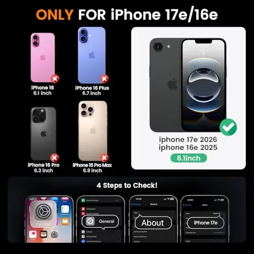 Goton Compatible for iPhone 17e/16e Case with Screen Protector - Slide Camera Cover Protective Phone Case with Ring Stand, Heavy Duty Shockproof Rugged Bumper for iPhone 17 e Accessories Red - 2