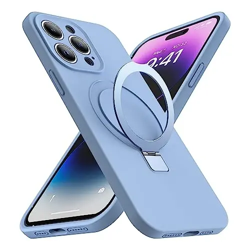 SKYLMW Designed for iPhone 12 Pro Case with Magnetic Invisible Stand Compatible with Mag-Safe Military Drop Tested Shockproof Silicone iPhone 12 Pro Phone Case for Women Men, Blue 
