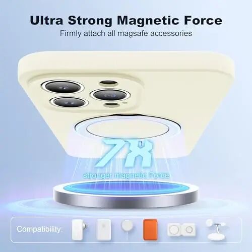 SKYLMW for iPhone 15 Pro Max Case with Magnetic Invisible Stand Compatible with MagSafe Military Drop Tested Shockproof Liquid Silicone iPhone 15 Pro Max Phone Cases for Women Men 6.7'' 2023,White - 3