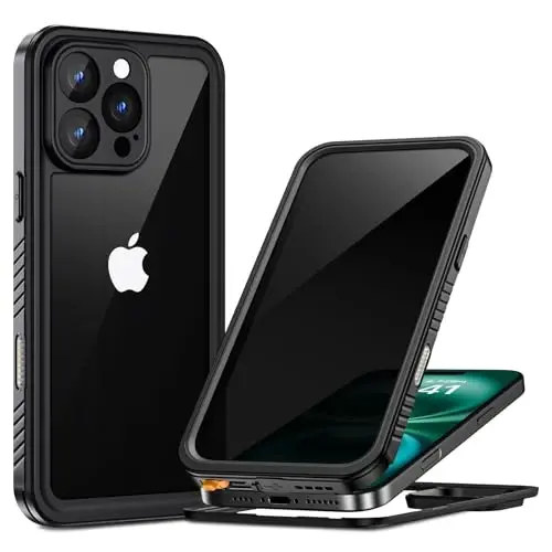 Lanhiem for iPhone 16 Pro Privacy Case, Waterproof Dustproof Shockproof Cover for 16 Pro with Privacy Screen Protector, Full Body Protective Phone Case for iPhone 16 Pro - 6.3 inch (Black) - 1