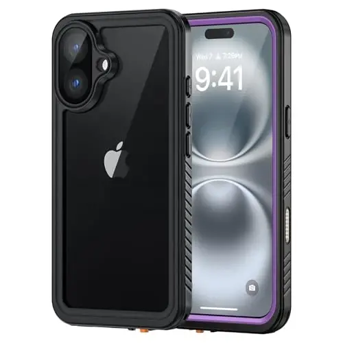 Lanhiem for iPhone 16 Plus Case, IP68 Waterproof Dustproof Shockproof Cases with Built-in Screen Protector, 360 Full Body Heavy Duty Rugged Phone Cover for iPhone 16 Plus - 6.7 inch (Purple) - 1