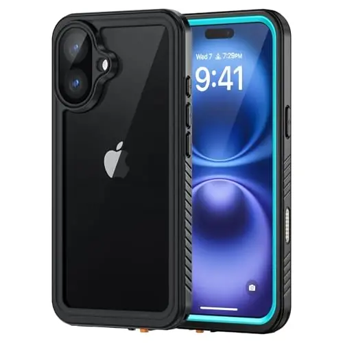 Lanhiem for iPhone 16 Case, IP68 Waterproof Dustproof Shockproof Cases with Built-in Screen Protector, 360 Full Body Protective Heavy Duty Rugged Phone Cover for iPhone 16-6.1 inch (Blue) - LANHIEM