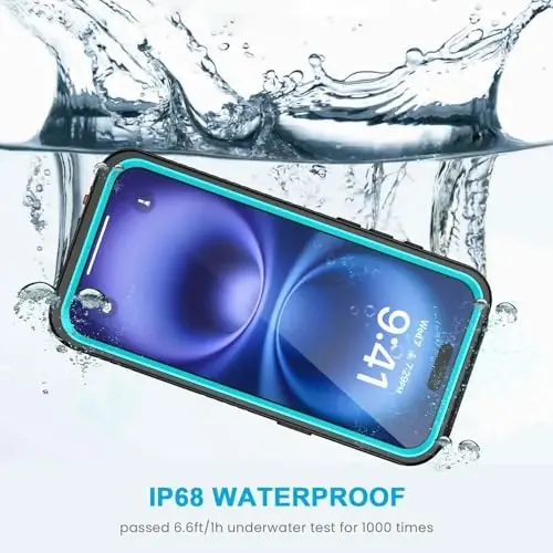 Lanhiem for iPhone 16 Case, IP68 Waterproof Dustproof Shockproof Cases with Built-in Screen Protector, 360 Full Body Protective Heavy Duty Rugged Phone Cover for iPhone 16-6.1 inch (Blue) - 2