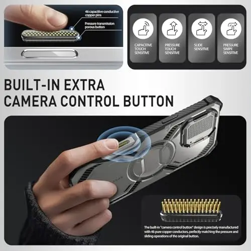 i-Blason Armorbox for iPhone 16 Pro Max Case MagSafe with Stand, 360° Full-Body with Built-in Screen Protector, Camera Control, Camera Cover Kickstand, Heavy Duty Protection Shockproof Case, Tigray - 3