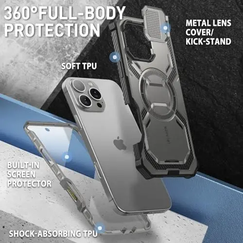 i-Blason Armorbox for iPhone 16 Pro Max Case MagSafe with Stand, 360° Full-Body with Built-in Screen Protector, Camera Control, Camera Cover Kickstand, Heavy Duty Protection Shockproof Case, Tigray - 4