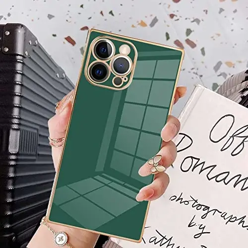 KANGHAR Case Compatible with iPhone 12 Pro Luxury Dark Green | Cute Plating Design Case Full-Body Anti-Scratch Shockproof Bumper Protective Cover for iPhone 12 Pro 6.1 Inch 