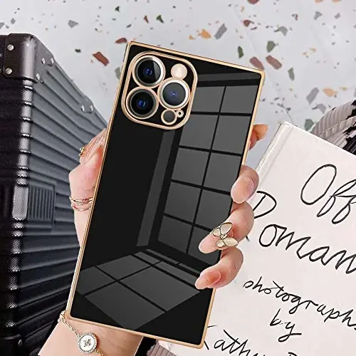 KANGHAR Case Compatible with iPhone 12 Pro Luxury Black | Cute Plating Design Case Full-Body Anti-Scratch Shockproof Bumper Protective Cover for iPhone 12 Pro 6.1 Inch 