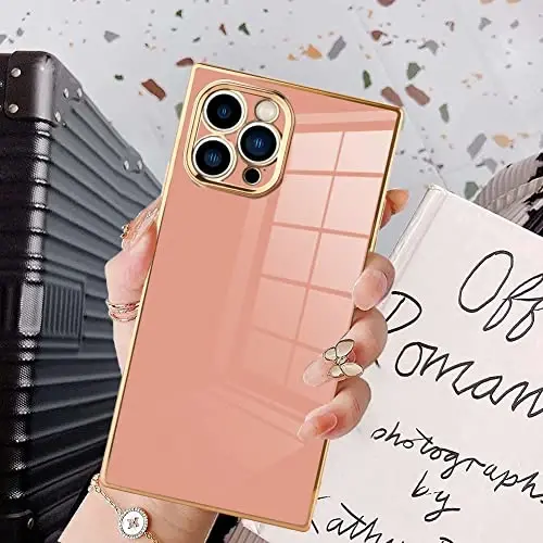 KANGHAR Case Compatible with iPhone 13 Pro Luxury Pink | Cute Plating Design Case Full-Body Anti-Scratch Shockproof Bumper Protective Cover for iPhone 13 Pro 6.1 Inch 