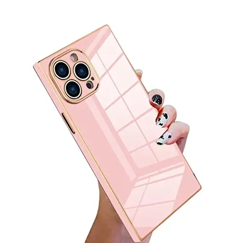 KANGHAR Case Compatible with iPhone 13 Pro Max Luxury Pink | Cute Plating Electroplated Design Case Full-Body Anti-Scratch Shockproof Bumper Protective Cover 