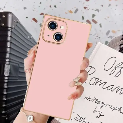 KANGHAR Case Compatible with iPhone 13 Women Girls,Luxury Cute Plating Electroplate Design Case Camera Protective Cover (Pink) 