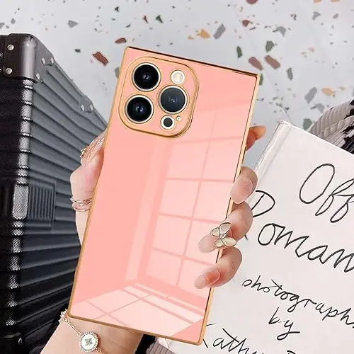 KANGHAR Case Compatible with iPhone 15 Pro Max Luxury Cute Plating Design Case Full-Body Anti-Scratch Shockproof Bumper Protective Cover for iPhone 15 Pro Max 6.7 Inch Pink 