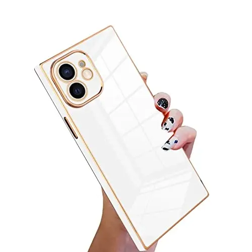 KANGHAR Case Compatible with iPhone 12 Luxury White | Cute Plating Electroplated Design Case Full-Body Anti-Scratch Shockproof Bumper Protective Cover for iPhone 12 6.1 Inch 