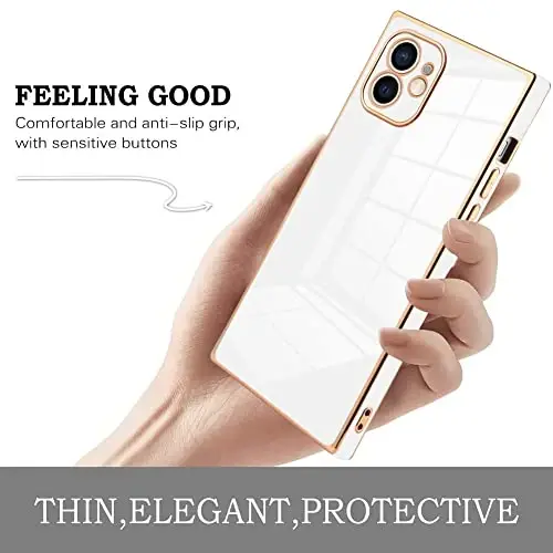 KANGHAR Case Compatible with iPhone 12 Luxury White | Cute Plating Electroplated Design Case Full-Body Anti-Scratch Shockproof Bumper Protective Cover for iPhone 12 6.1 Inch - 3