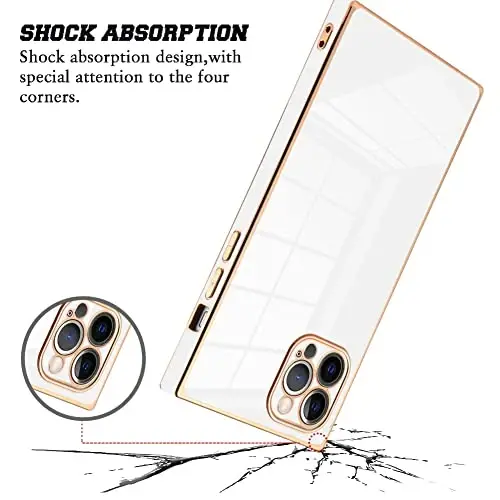 KANGHAR Case for iPhone 12 Pro Max Luxury White | Cute Plating Design Case Full-Body Anti-Scratch Shockproof Bumper Protective Cover for iPhone 12 Pro Max 6.7 Inch 