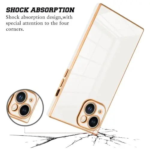 KANGHAR Case Compatible with iPhone 15 Plus Luxury White | Cute Plating Design Case Full-Body Anti-Scratch Shockproof Bumper Protective Cover for iPhone 15 Plus 6.7 Inch 