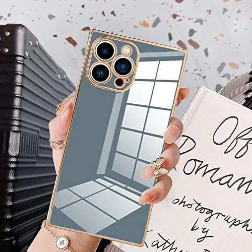 KANGHAR Case Compatible with iPhone 13 Pro Max Luxury Granny Grey | Cute Plating Electroplated Design Case Full-Body Anti-Scratch Shockproof Bumper Slim Cover for iPhone 13 Pro Max 