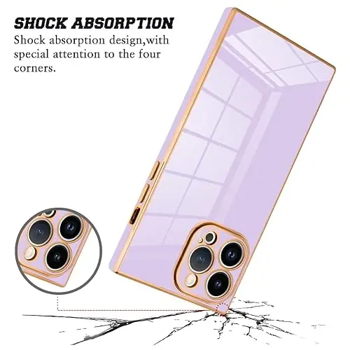 KANGHAR Case Compatible with iPhone 15 Pro Max Luxury Cute Plating Design Case Full-Body Anti-Scratch Shockproof Bumper Protective Cover for iPhone 15 Pro Max 6.7 Inch Purple 