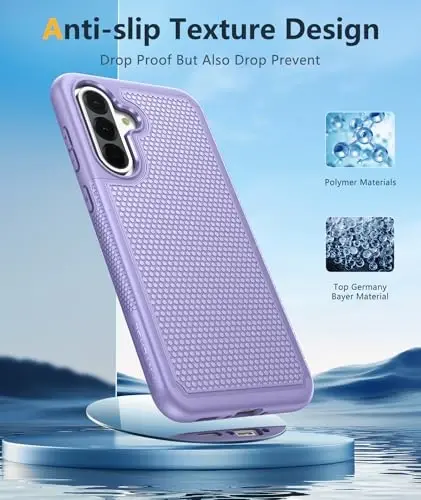 FNTCASE for Galaxy A36-5G Phone Case: Samsung Dual Layer Non Slip Cover | With Screen Protector, Military Grade Shockproof Drop Protection, Matte Textured Protective Cases for Daily Use, Light Purple - 5