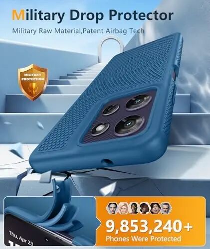 FNTCASE for Moto G-Power 2025/2026 Case: Non Slip TPU Shockproof Blue | With Screen Protector, Military Grade Drop Protection, Anti-Scratch, Matte Textured Protective Phone Cover, Daily Use, Blue 