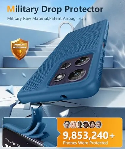 FNTCASE for Moto G-Power 2025/2026 Case: Non Slip TPU Shockproof Blue | With Screen Protector, Military Grade Drop Protection, Anti-Scratch, Matte Textured Protective Phone Cover, Daily Use, Blue - 1