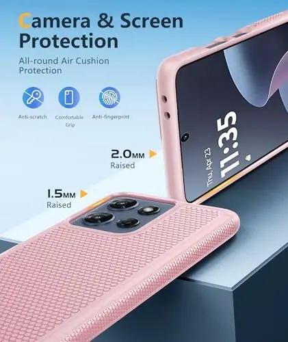 FNTCASE for Moto G 2026/2025 Case: Moto G Play 2026/Moto G Power 2025 Case Dual Layer Military Protective Heavy Duty Cell Phone Cover with Screen Protector Shockproof Rugged Non Slip Textured (Pink) 