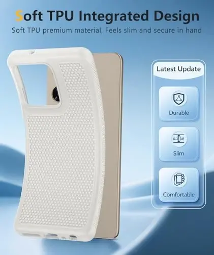 FNTCASE for Moto G-Power 2025/2026 Case: Non Slip TPU Shockproof White | With Screen Protector, Military Grade Drop Protection, Anti-Scratch, Matte Textured Protective Phone Cover, Daily Use, White - 3