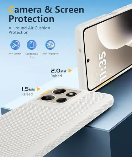 FNTCASE for Moto G-Power 2025/2026 Case: Non Slip TPU Shockproof White | With Screen Protector, Military Grade Drop Protection, Anti-Scratch, Matte Textured Protective Phone Cover, Daily Use, White - 5