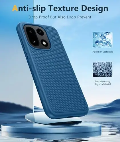 FNTCASE for OnePlus 15 Case: 14FT Heavy Duty Military Grade Drop Protection for One Plus 15 Case with Screen Protector, Non-Slip Anti-Fingerprint Shockproof Matte Soft TPU Phone Cover - Blue 