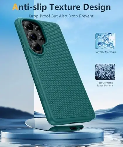 FNTCASE for Samsung Galaxy S26 Ultra Phone Case: Dual Layer Non Slip Green | With Screen Protector, Shockproof Drop Protection, Matte Textured Protective Cell Phone Cover, for Daily Use, Green 