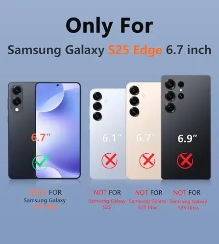 FNTCASE for Samsung Galaxy S25-Edge Case: Dual Layer Shockproof Protective Cell Phone Cover | Military Grade Drop Proof Protection | Hybrid Matte Textured Rugged Hard Phonecase,6.7inch(Black) - 2