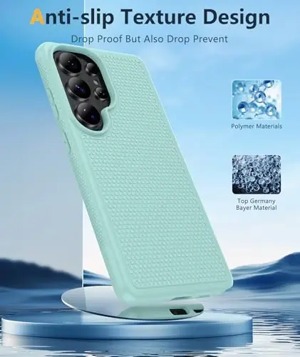 FNTCASE for Samsung Galaxy S26 Ultra Phone Case: Dual Layer Non Slip | With Screen Protector, Shockproof Drop Protection, Matte Textured Protective Cell Phone Cover, for Daily Use, Mint Green 