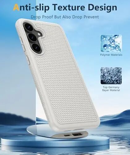 FNTCASE for Samsung Galaxy S25 FE Case: Shockproof Protective Non Slip | With Screen Protector, Shockproof Drop Protection, Matte Textured Protective Cell Phone Cover, for Daily Use, White - FNTCASE